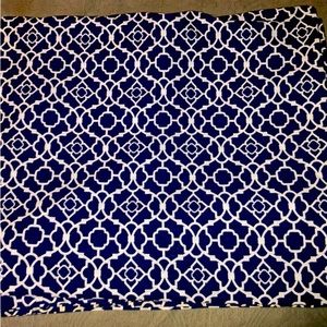 Blue pattern and gray pairs of curtains